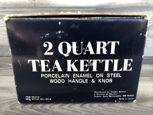 Country Fair Country Flowers Tea Kettle 2 Quart, Porcelain Enamel Vintage Japan